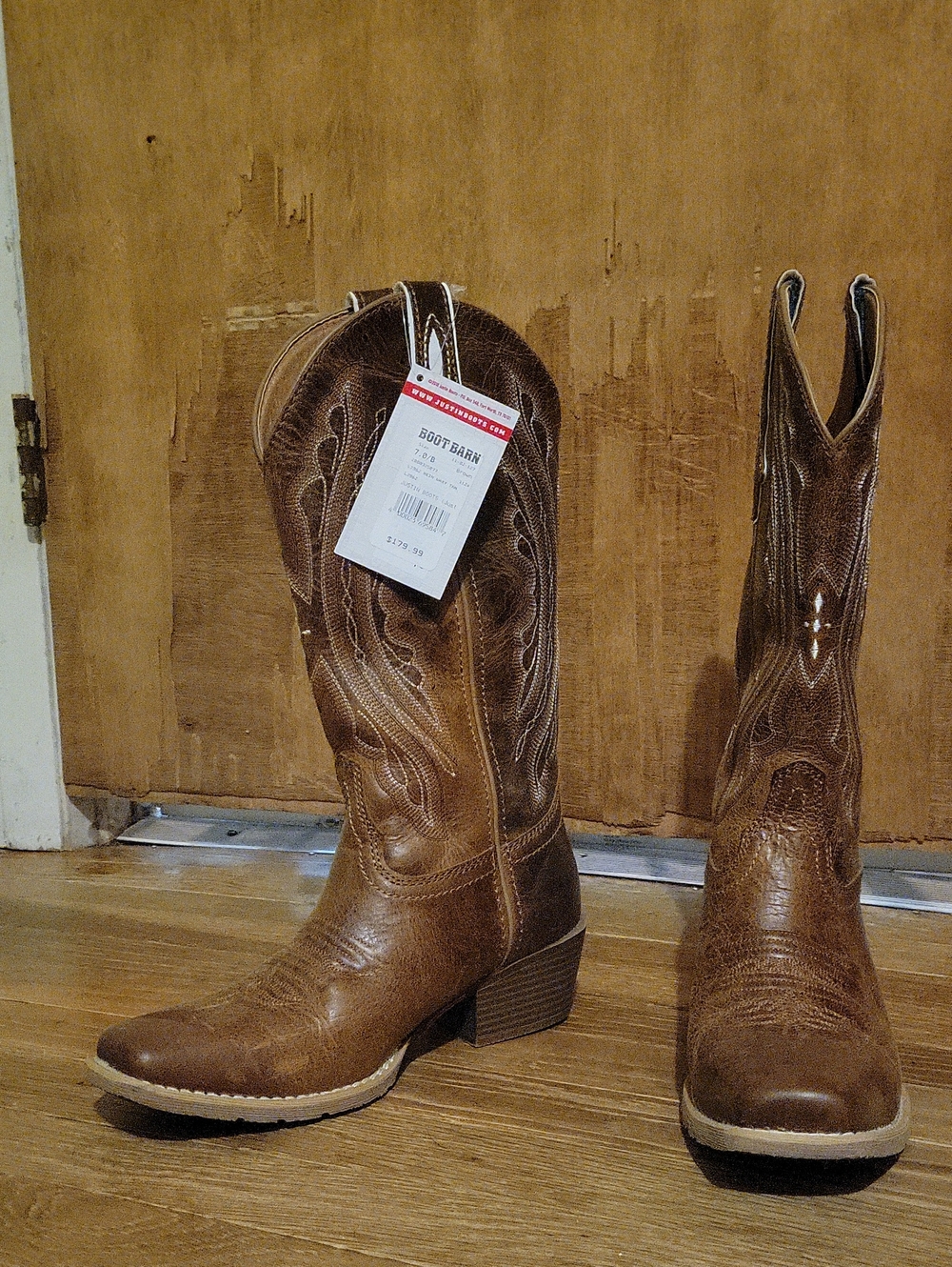 Justin Boots Brown Leather Western Cowgirl Booties
